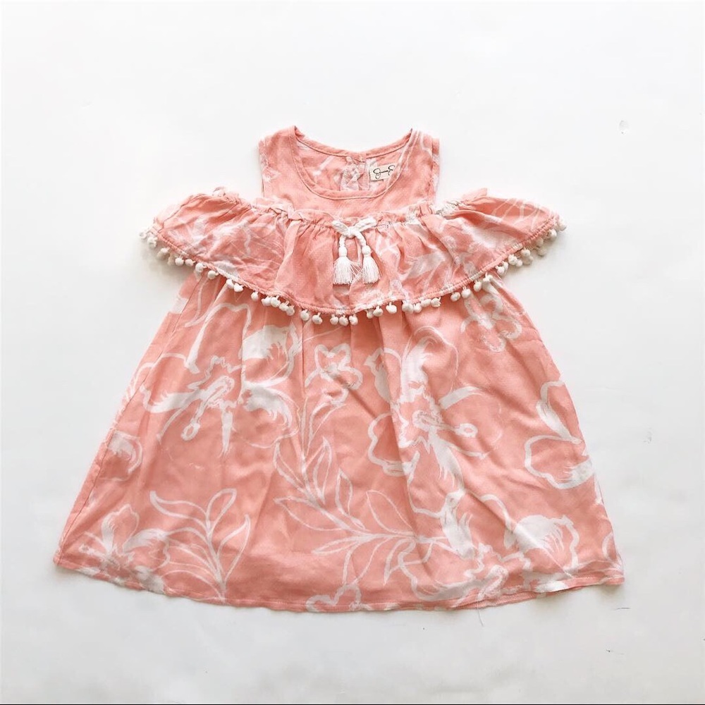 Jessica Simpson soft peach floral dress EUC 24m